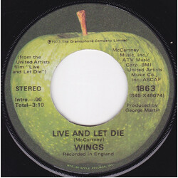 Wings (2) Live And Let Die USED VINYL 7INCH 45 RPM SINGLE STEREO