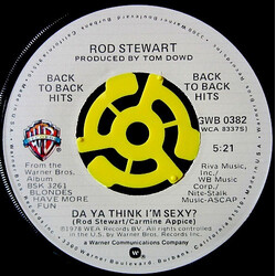 Rod Stewart Da Ya Think I'm Sexy / Ain't Love A Bitch USED VINYL 7INCH SINGLE 45 RPM REISSUE