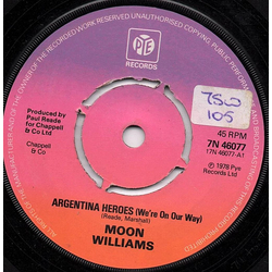 Moon Williams Argentina Heroes (We're On Our Way) Vinyl 7" USED