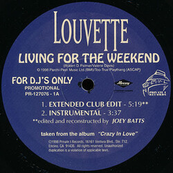 Louvette Living For The Weekend USED VINYL 12INCH PROMO 33 S RPM