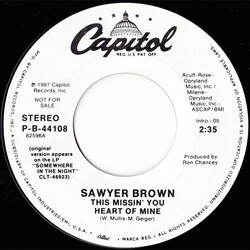 Sawyer Brown This Missin' You Heart Of Mine USED VINYL 7INCH 45 RPM PROMO