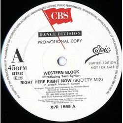 Western Block Right Here Right Now USED VINYL 12INCH 45 RPM LIMITED EDITION PROMO