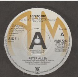 Peter Allen I Go To Rio USED VINYL 7INCH PROMO
