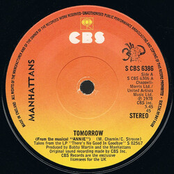 Manhattans Tomorrow USED VINYL 7INCH 45 RPM