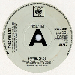 Thijs van Leer Pavane, Op. 50 USED VINYL 7INCH 45 RPM PROMO STEREO