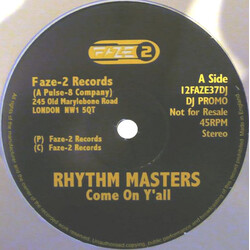 Rhythm Masters Come On Y'All / Let Me Tell You Something VINYL 12" USED