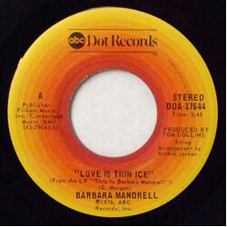 Barbara Mandrell Love Is Thin Ice USED VINYL 7INCH SINGLE 45 RPM