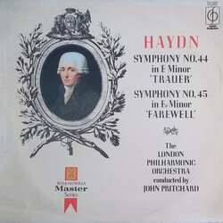 Joseph Haydn / The London Philharmonic Orchestra / John Pritchard Symphony No. 44 In E Minor 'Trauer', Symphony No. 45 In F# Minor 'Farewell' Vinyl LP