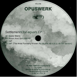 Opuswerk Settlements For Equals EP Vinyl 12" USED