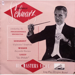 Rudolf Schwarz Schubert : Symphony NO.8 In B Minor ("Unfinished") -- Weber : Overture "Euryanthe" -- Liszt : "Les Préludes" Vinyl LP USED