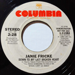 Janie Fricke Down To My Last Broken Heart USED VINYL 7INCH 45 RPM SINGLE PROMO