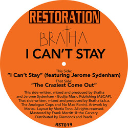 Bratha I Can’t Stay Vinyl 12" USED