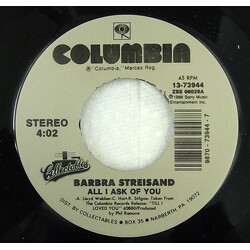 Barbra Streisand All I Ask Of You / On My Way To You USED VINYL 7INCH 45 RPM SINGLE REISSUE