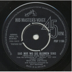 Marlene Dietrich Sag Mir Wo Die Blumen Sind (Where Have All The Flowers Gone) / Lili Marlen (Lili Marlene) USED VINYL 7INCH 45 RPM SINGLE