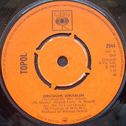 Topol Jerusalem, Jerusalem / Sallah USED VINYL 7INCH 45 RPM