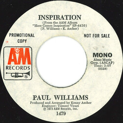 Paul Williams (2) Inspiration USED VINYL 7INCH 45 RPM PROMO STEREO MONO