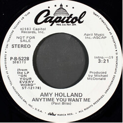 Amy Holland Anytime You Want Me USED VINYL 7INCH 45 RPM PROMO