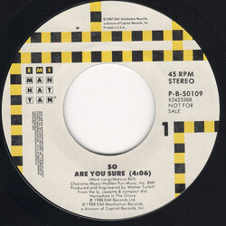 So (2) Are You Sure USED VINYL 7INCH 45 RPM SINGLE PROMO STEREO