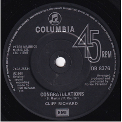 Cliff Richard Congratulations Vinyl 7" USED