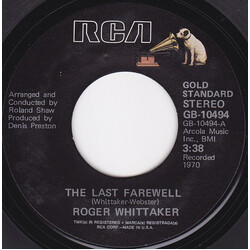 Roger Whittaker The Last Farewell / Paradise USED VINYL 7INCH 45 RPM SINGLE REISSUE STYRENE STEREO