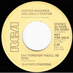 Porter Wagoner And Dolly Parton Say Forever You'll Be Mine Vinyl 7" USED