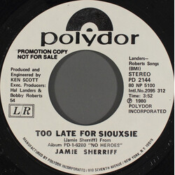 Jamie Sherriff Too Late For Siouxsie USED VINYL 7INCH 45 RPM PROMO