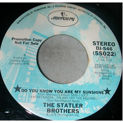 The Statler Brothers Do You Know You Are My Sunshine USED VINYL 7INCH 45 RPM PROMO