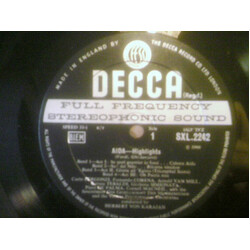 Giuseppe Verdi Aida (Highlights) Vinyl LP USED