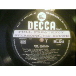 Giuseppe Verdi Aida (Highlights) Vinyl LP USED
