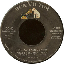 Jim Reeves (How Can I Write On Paper) What I Feel In My Heart USED VINYL 7INCH 45 RPM SINGLE