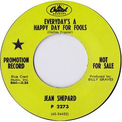 Jean Shepard Everyday's A Happy Day For Fools / My World Is You USED VINYL 7INCH SINGLE 45 RPM PROMO