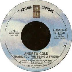 Andrew Gold Thank You For Being A Friend USED VINYL 7INCH 45 RPM STYRENE