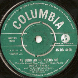 Shirley Bassey / The Rita Williams Singers / Geoff Love & His Orchestra As Long As He Needs Me VINYL 7" USED