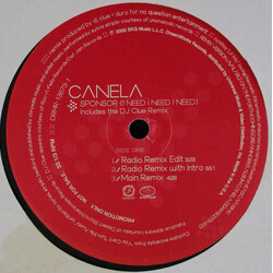 Canela Sponsor (I Need I Need I Need) (Remix) USED VINYL 12INCH PROMO
