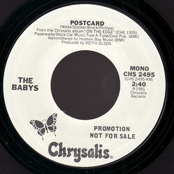 The Babys Postcard USED VINYL 7INCH 45 RPM SINGLE PROMO