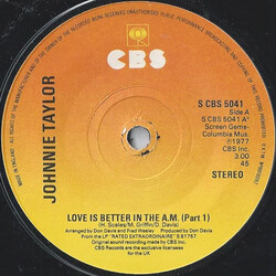 Johnnie Taylor Love Is Better In The A.M. (Part 1) USED VINYL 7INCH 45 RPM SINGLE STEREO