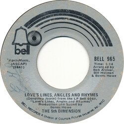 The Fifth Dimension Love's Lines, Angles And Rhymes USED VINYL 7INCH 45 RPM SINGLE