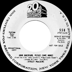 Shirley MacLaine / Bernie Wayne / Twentieth Century-Fox Studio Orchestra John Goldfarb, Please Come Home USED VINYL 7INCH 45 RPM SINGLE PROMO