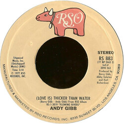 Andy Gibb (Love Is) Thicker Than Water USED VINYL 7INCH 45 RPM SINGLE STYRENE STEREO
