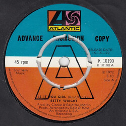Betty Wright Is It You Girl / Cryin' In My Sleep USED VINYL 7INCH 45 RPM SINGLE PROMO