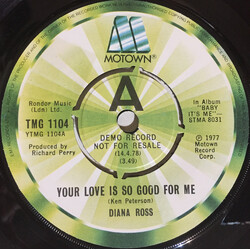 Diana Ross Your Love Is So Good For Me / Baby It's Me USED VINYL 7INCH 45 RPM SINGLE PROMO