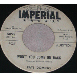 Fats Domino Won't You Come On Back / Hands Across The Table USED VINYL 7INCH 45 RPM PROMO