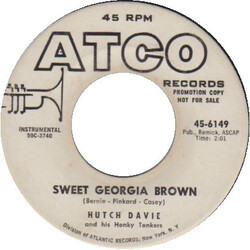 Hutch Davie And His Honky Tonkers Sweet Georgia Brown USED VINYL 7INCH 45 RPM SINGLE PROMO