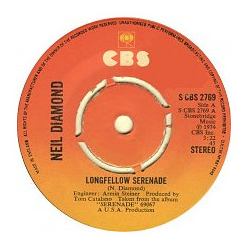 Neil Diamond Longfellow Serenade Vinyl 7" USED