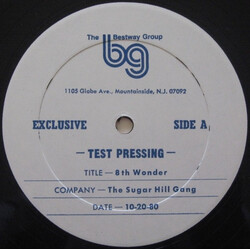 Sugarhill Gang 8th Wonder USED VINYL 12INCH 33 S RPM TEST PRESSING