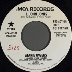 Marie Owens J. John Jones USED VINYL 7INCH 45 RPM PROMO
