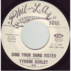 Tyrone Ashley Sing Your Song Sister USED VINYL 7INCH PROMO