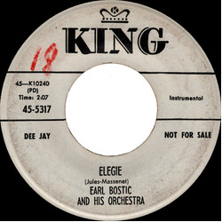 Earl Bostic And His Orchestra Elegie / Out of Nowhere USED VINYL 7INCH 45 RPM PROMO
