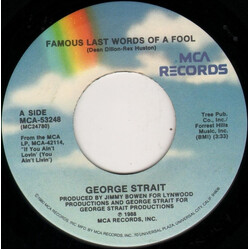 George Strait Famous Last Words Of A Fool USED VINYL 7INCH 45 RPM SINGLE