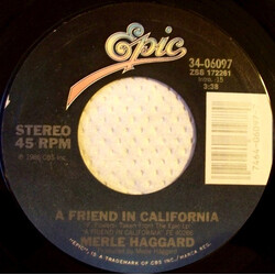 Merle Haggard A Friend In California USED VINYL 7INCH 45 RPM SINGLE STYRENE